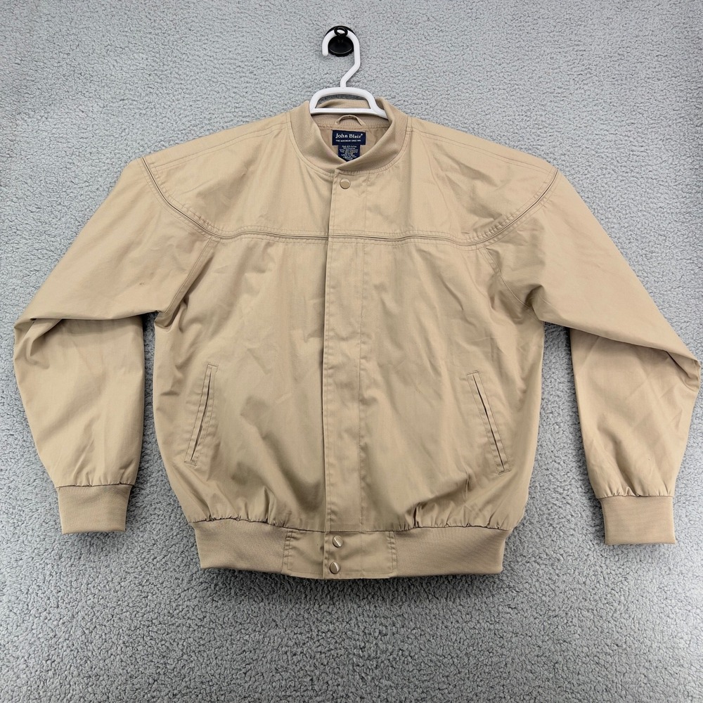 John Blair mens jacket windbreaker full zip beige full zip medium bomber